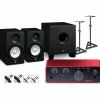 Focusrite Scarlett Solo Gen 4 with Yamaha HS Studio Monitor Pair & HS8S Subwoofer Bundle (Stands & Cables Included) HS5