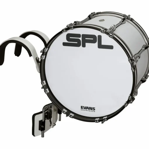 Sound Percussion Labs Birch Marching Bass Drum with Carrier - White 18 x 14 in.
